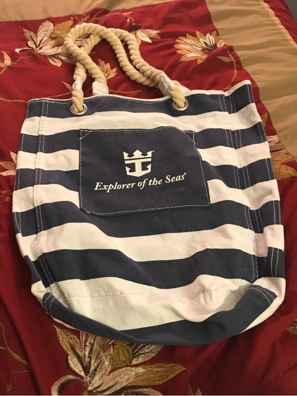 Royal Caribbean Explorer of the Seas Navy & White Striped Rope-Handle Tote
